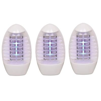 Muskieten/muggen UV LED insectenlamp - Set van 3x stuks - wit - elektrisch - 14 x 9 x 4 cm