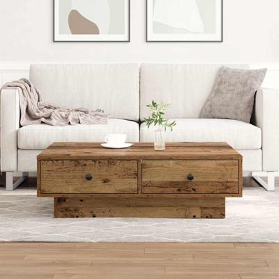 Salontafel Oud hout 90 x 90 x 28 cm Bewerkt hout