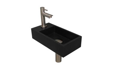 Fonteinset INK Versus 36x18x9 cm Quartz Zwart Met Kraangat Links Brushed Nickel