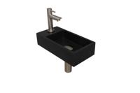 Fonteinset INK Versus 36x18x9 cm Quartz Zwart Met Kraangat Links Brushed Nickel