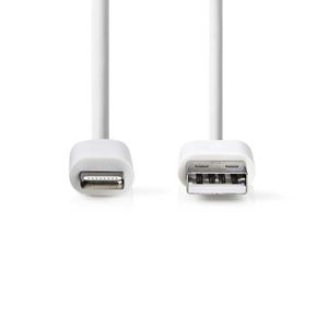 Nedis Lightning Kabel | Apple Lightning 8- Pins naar USB-A Male | 2 m | Wit | 1 stuks - CCGB39300WT20 CCGB39300WT20