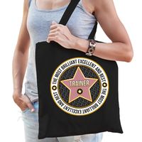 Cadeau tas voor trainer - zwart - katoen - 42 x 38 cm - bedankje - verjaardag - thumbnail