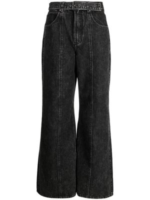 izzue jean ample à taille ceinturée - Noir