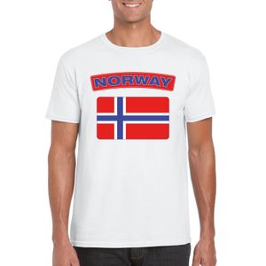 T-shirt met Noorse vlag wit heren