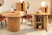 Ronde eettafel TRES CHIC 120cm bruin mangohout massief hout met opbergruimte - 45994