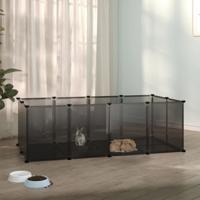 VidaXL Dierenhok klein 144x74x46,5 cm polypropeen en staal zwart