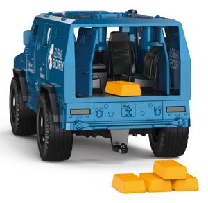 Siku Rheinmetall Survivor geldtransporter speelgoedauto 1:50 metaal/kunststof blauw deuren kunnen open inclusief stickervellen in verschillende talen en 4 goudstaven