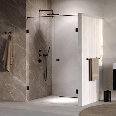 BRAUER Void Carving Nisdeur - 2-delig - 130x200cm - 60cm draaideur aan muur - glascoating - omkeerbaar - helder glas - mat zwart GS-VOCN2H6070200MZ
