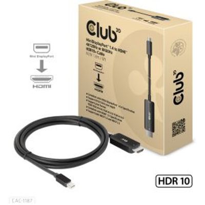 CLUB3D MiniDisplayPort 1.4 to HDMI 4K120Hz or 8K60Hz HDR10+ Cable M/M 1.8m / 6ft