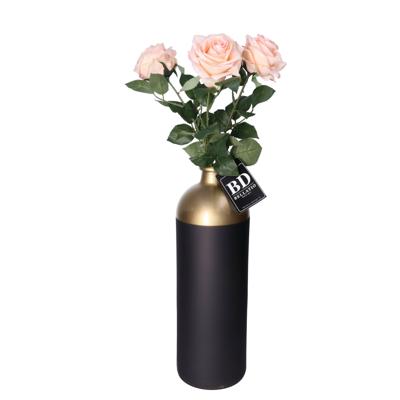 Kunstbloem Roos Dijon - 3x - 64 cm - licht roze - zijde - kunstbloemen
