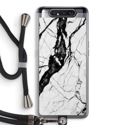 Witte marmer 2: Samsung Galaxy A80 Transparant Hoesje met koord
