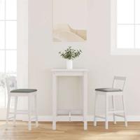 Barkrukken met kussens 2 stuks wit massief hout rubber