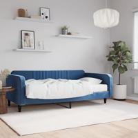 Slaapbank met matras 100x200 cm fluweel blauw