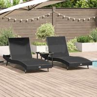 Ligstoel 3 pcs Zwart 197 x 70 x 82 cm poly rattan
