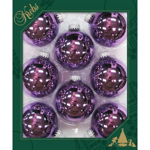 16x stuks glazen kerstballen 7 cm amethist paars glans