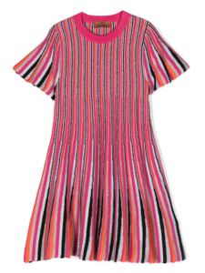 Missoni Kids robe en maille à rayures - Rose