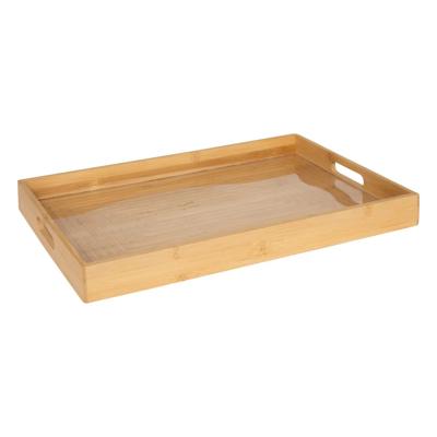 5Five Design dienblad van bamboe hout - 46 x 30 cm - lichtbruin - Hoge opstaande rand