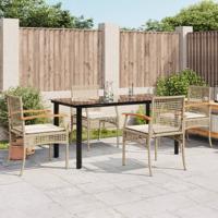 5-delige Tuinset met kussens poly rattan beige