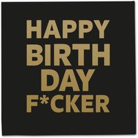 40x Zwarte gefeliciteerd / happy birthday f*cker tafel thema servetten 33 x 33 cm - thumbnail