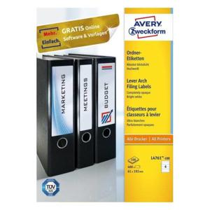 Avery Zweckform L4761-100 ordnerrugetiketten ft 19,2 x 6,1 cm (b x h), 400 etiketten, wit