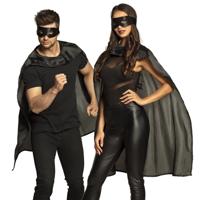 Superheld verkleedset voor volwassenen - zwart - one size - cape/oogmasker - comic/stripheld