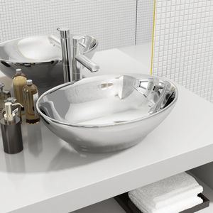 VidaXL Wastafel 40x33x13,5 cm keramiek zilverkleurig