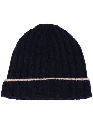 Brunello Cucinelli bonnet nervuré en cachemire - Bleu