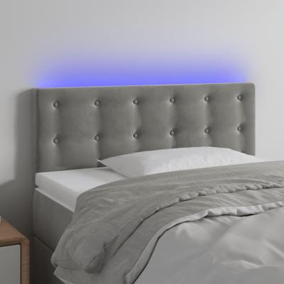 Hoofdbord LED 100x5x78/88 cm fluweel lichtgrijs
