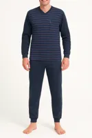Outfitter Badstof heren pyjama - Winter Stripe - Warme winter pyjama antraciet - Copy