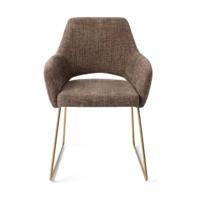 Jesper Home Yanai eetkamerstoel Checked Chestnut slide gold