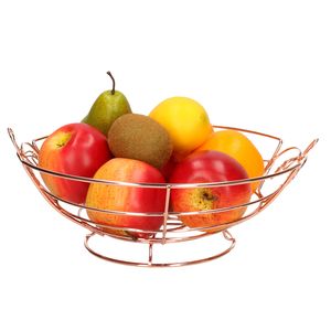 Metalen fruitmand/fruitschaal koper rond 26 x 13 cm