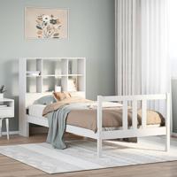 Bed met boekenkast zonder matras grenenhout wit 90x200 cm