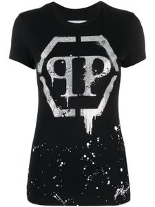 Philipp Plein t-shirt à logo orné de cristaux - Noir