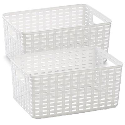 Opbergmand - 4x stuks - Kastmand - rotan kunststof - wit - 6 Liter - 19 x 29 x 13 cm