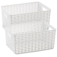 Opbergmand - 4x stuks - Kastmand - rotan kunststof - wit - 6 Liter - 19 x 29 x 13 cm