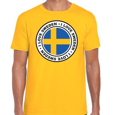 Verkleed T-shirt voor heren - I love Zweden - geel - voetbal supporter - themafeest Verkleed T-shirt voor heren - I love Zweden - geel - voetbal supporter - themafeest