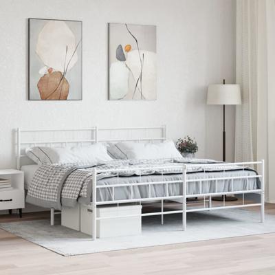 Bedframe met hoofd- en voeteneinde metaal wit 183x213 cm