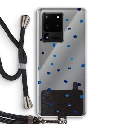 Blauwe stippen: Samsung Galaxy S20 Ultra Transparant Hoesje met koord