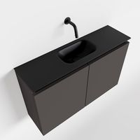 Toiletmeubel Mondiaz Ture | 80 cm | Meubelkleur Dark grey | Eden wastafel Urban Midden | Zonder kraangat