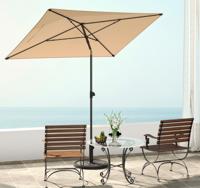 Zonnescherm Balkon 210x140 cm Balkonparasols Rechthoekig Tuinparasols Dubbelzijdig 30° Kantelbaar Beige
