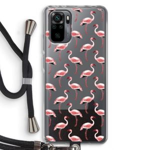 Flamingoprint groen: Xiaomi Redmi Note 10 Pro Transparant Hoesje met koord