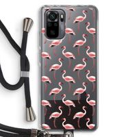Flamingoprint groen: Xiaomi Redmi Note 10 Pro Transparant Hoesje met koord