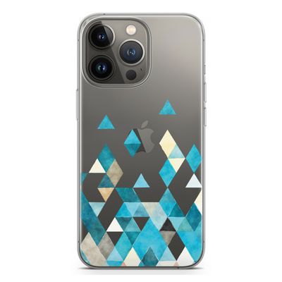 Gekleurde driehoekjes blauw: iPhone 13 Pro Transparant Hoesje
