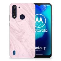 Motorola Moto G8 Power Lite TPU Siliconen Hoesje Marble Pink - Origineel Cadeau Vriendin