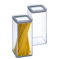 5Five Voorraadpot - 2x - keuken/voedsel - kunststof - 1500 ml - luchtdichte deksel - transparant   - - thumbnail