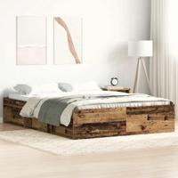 Bedframe zonder matras bewerkt 120x190 cm bewerkt hout oud