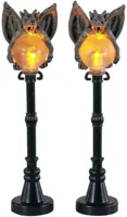 Lemax gargoyle lamp post s/2 verlichte straatlantaarn Spooky Town 2021 - thumbnail