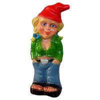 Tuinkabouter - Blonde vrouw - 33 cm - Kunststof - voor binnen en buiten - grappige tuinkabouter - thumbnail