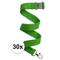 Keycord/lanyard koord - 30x - groen - met sleutelhanger - 50 cm