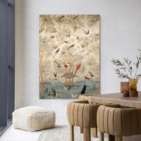 Urban Cotton Wandkleed 'Oriental Day' 145 x 190cm in Frame - black